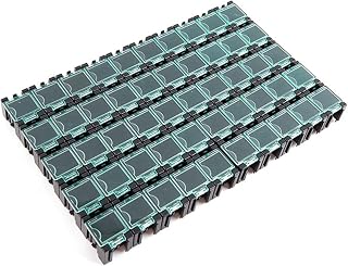 50 Pieces SMD Storage Box Modular SMD Storage Box Compartment-Style Parts Organizer with Compartments for Makers, Black, New Model