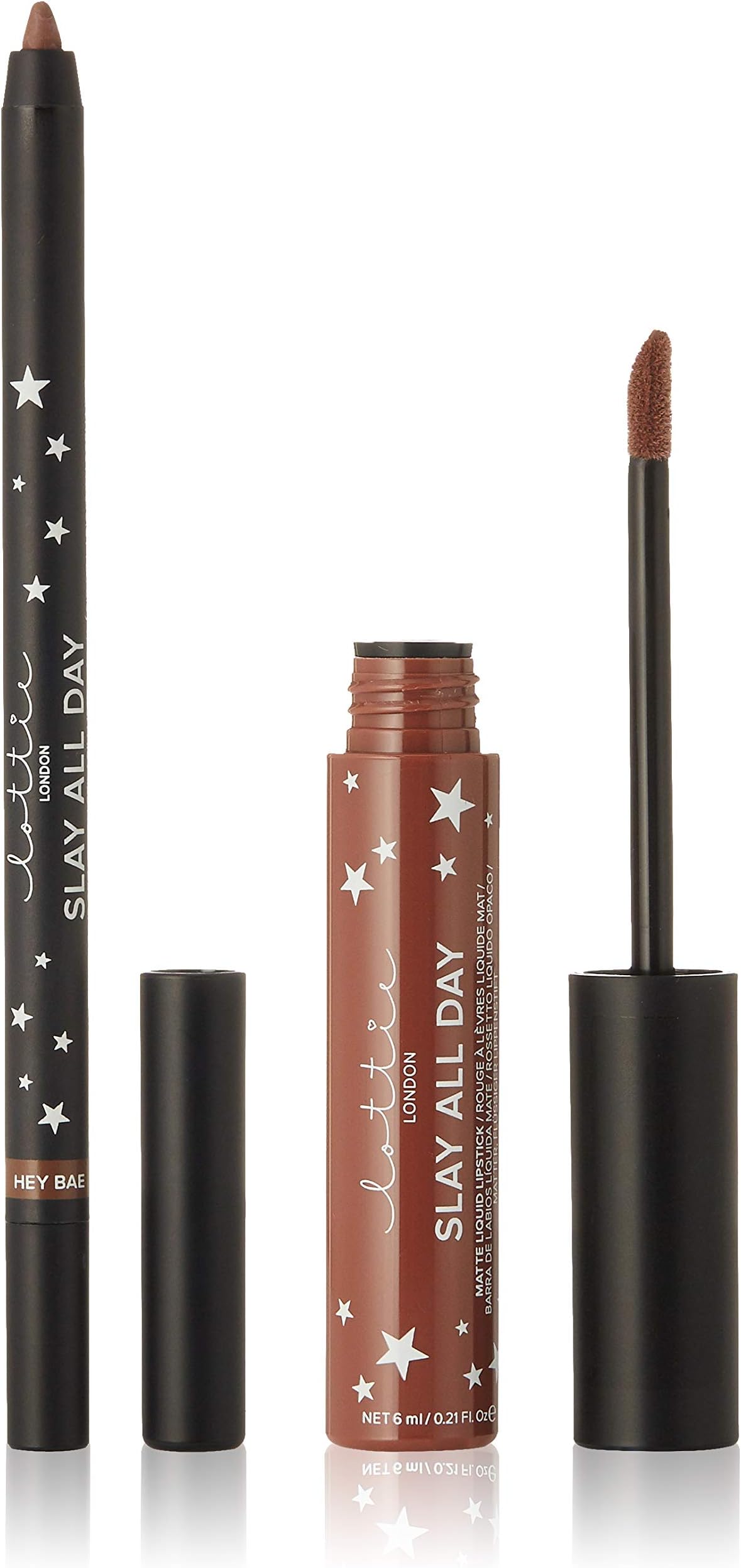 Lottie London Slay All Day Lip Kit, Brown, 7 g