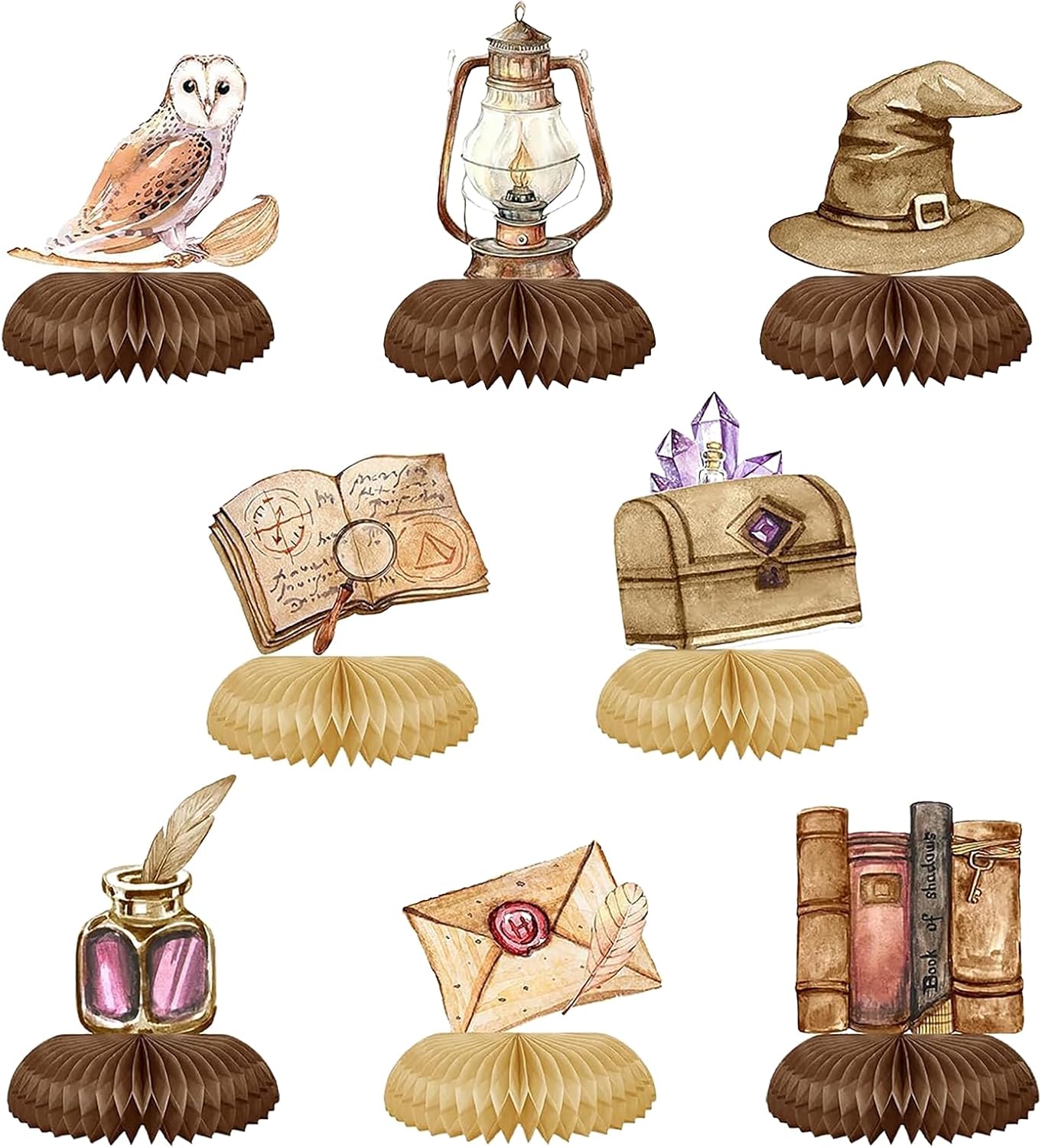 Magical Wizard Birthday Party Decorations Castle&Owl Honeycomb Table Centerpieces Magical Theme Party Decor for Birthday, Halloween