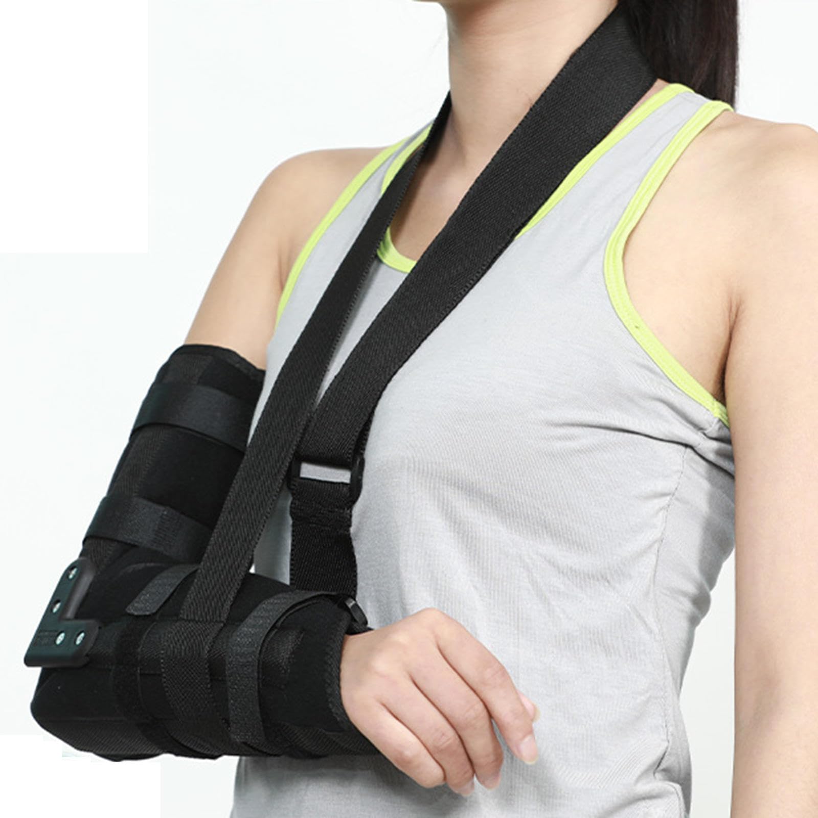 Manica Elastica per Braccio per Adulto, Stabilizzatore Del Gomito a Tenuta Regolabile, Immobilizzatore per Stecca Del Gomito con Cinghia, Ginocchiera per Il Recupero Del Sollievo Dal Dolore,L