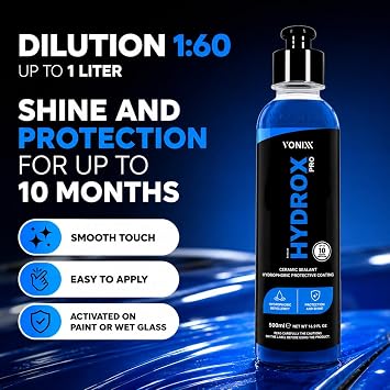 Vonixx Hydrox Pro Ceramic Sealant 240ml (8.1 fl oz) - Hydrophobic Protective Coating for Paint & Glass, Ultra Concentrated up to 1:60, Intense Water Repellency, Protection up to 10 Months