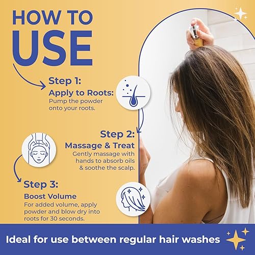 Miniatura 3 de Champú nutritivo seco en polvo para el cabello rubio, absorción de aceite sin talco para un volumen ligero, sin residuos, protección UV, sin