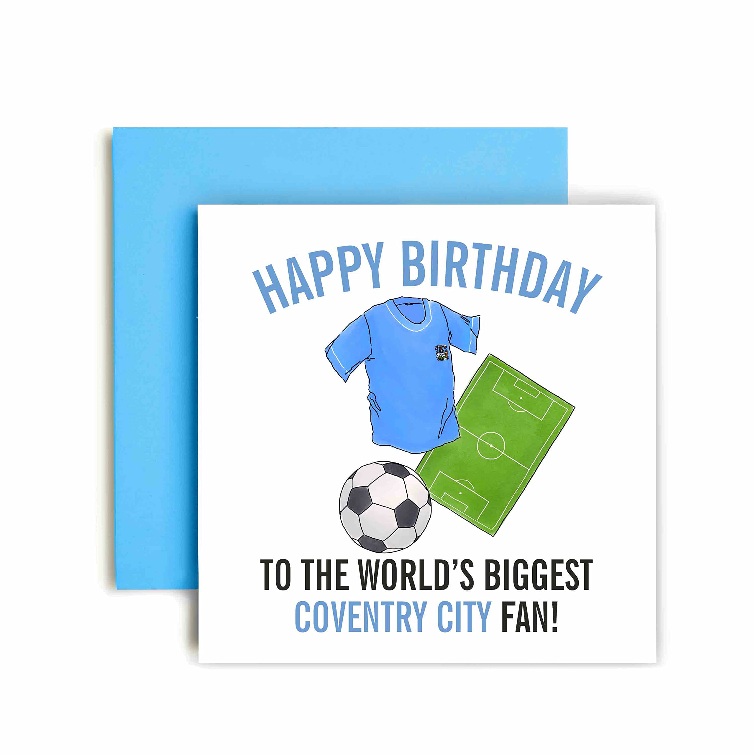 HuxtersFootball Cards for Coventry City Fans – Happy Birthday Card for Dad, Husband, Grandad, Brother, Son – Men Birthday Card for him - Football Themed Illustrations 14.8cm (Coventry City)