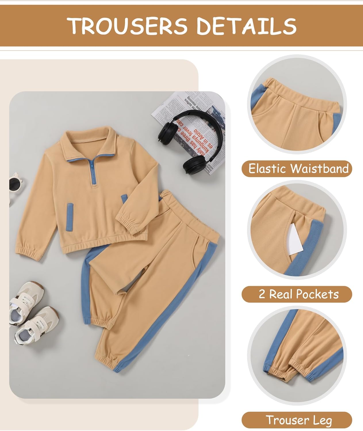 Coco&RARA Toddler Baby Boy Clothes Fleece Feel Long Sleeve Sweatshirt+Pants Fall Winter Outfits 2pcs Sweatsuit Set 1-5T - Image 3