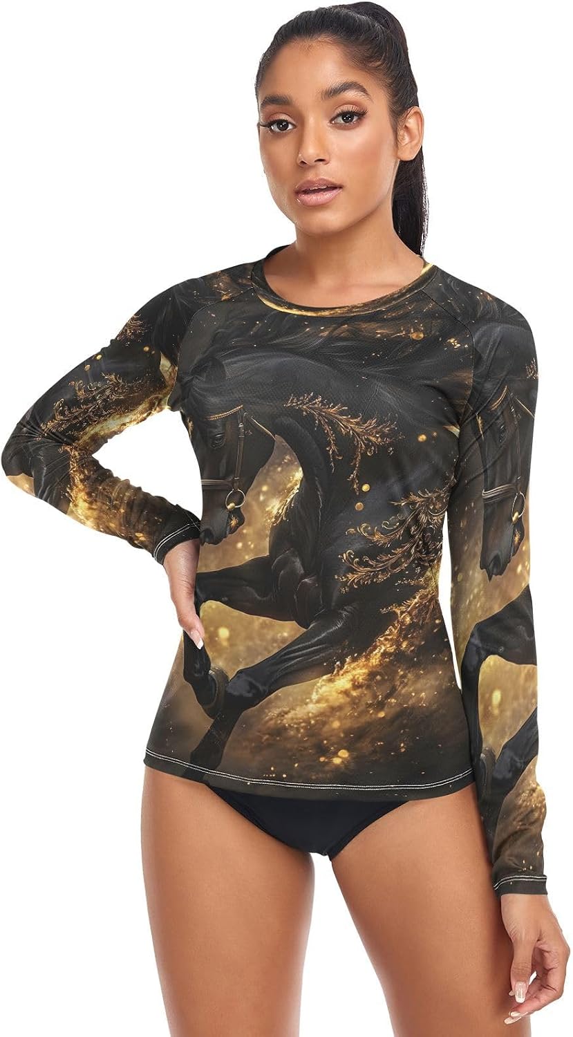 Red Love Heart Rash Guard for Women UPF 50+ SPF Shirts Long Sleeve Swim Shirt Sun Protection Swimsuits Bathing Suit Top