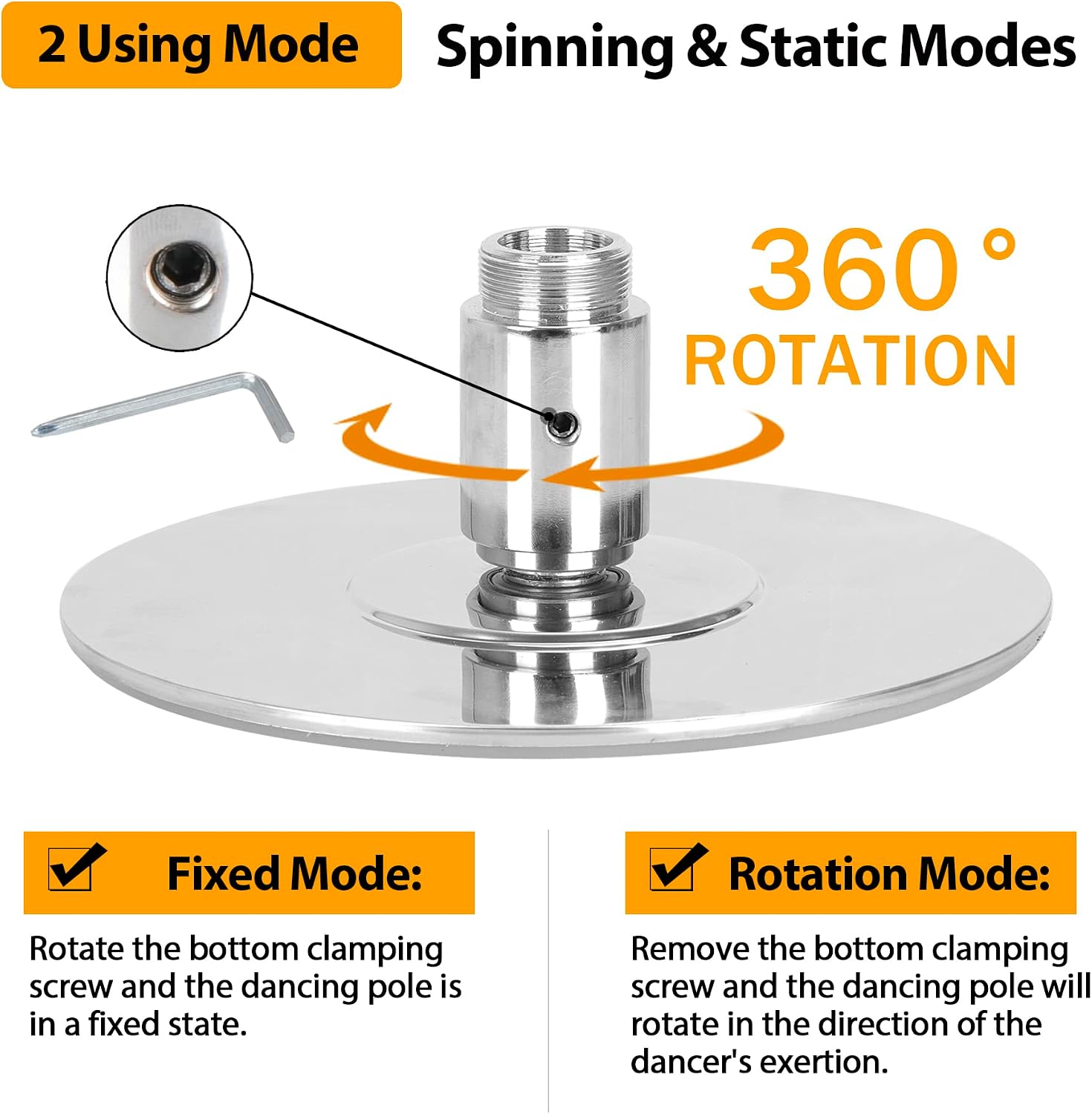 Nouva 45mm Professional Dance Pole, Spinning or Static Dancing Pole Set Kit Height Adjustable and Removable for Fitness Exercise Dance Home Pub Party Gym