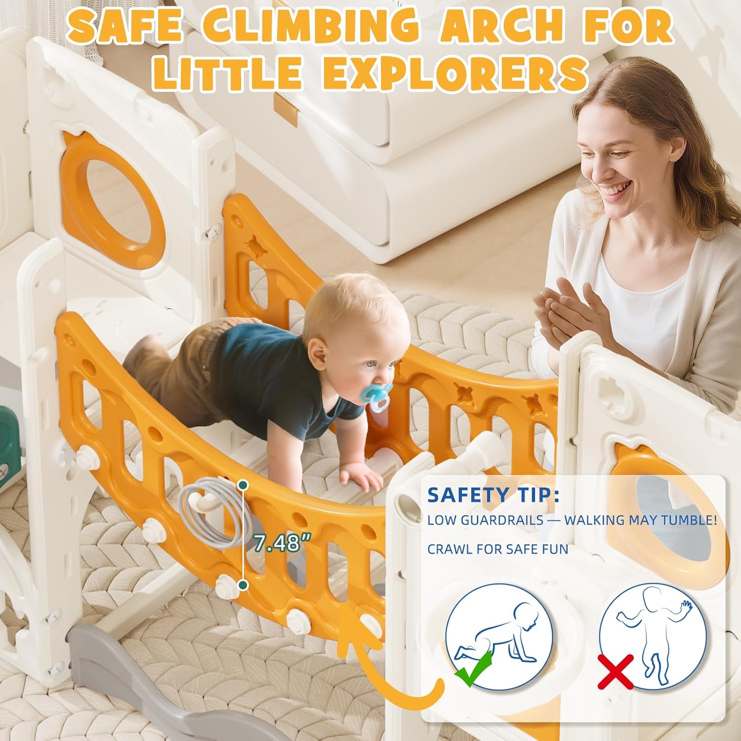 Toddler Playground Playset with Climbing Arch, Golf Set, Slide & Basketball Hoop - Outdoor Toys, Safe & Durable Plastic Garden Equipment​ (Green Yellow, Without Swing)