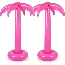 Hungdao 2 Pack Palm Tree Decoration, 67-Inch Hot Pink Inflatable Palm Trees Decor Hawaiian Lalu Party Decorations Blow Up Coconut Tree Beach Backdrop Favor for Luau Party Decoration