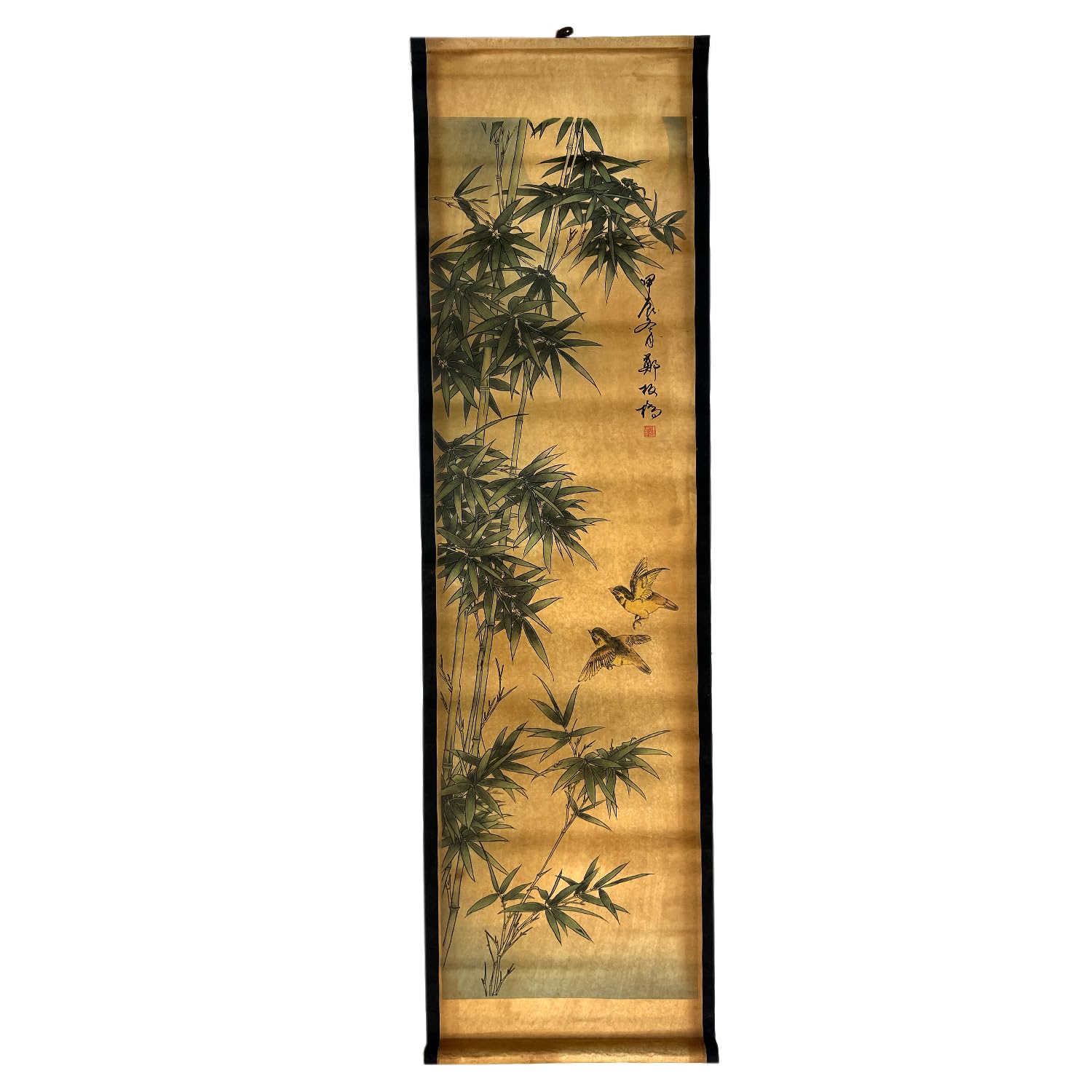 Wall Art Poster Prints Paintings, Hanging Paper Scroll Decor Ready to Hang Asia Vintage Aesthetic,for Home Office Restaurant Bamboo Bird Plant (F3)