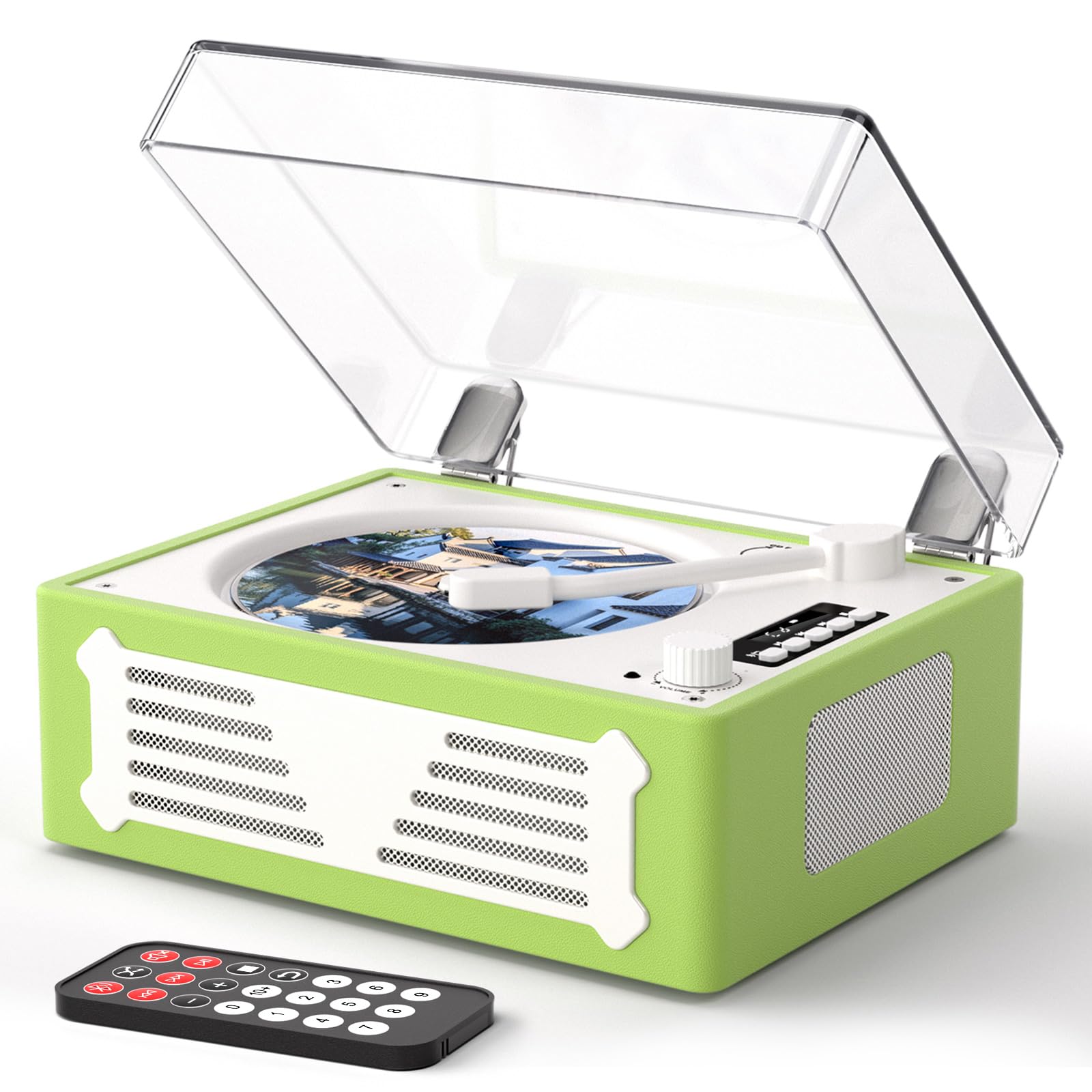 MANGOSTAN CD Player Portable, Bluetooth CD Player with Dual HiFi Speakers, LED Display, Rechargeable Battery, USB/AUX Input, 3.5mm Headphone Jack, Small CD Players for Home, Office, and Gift - Green-image-41