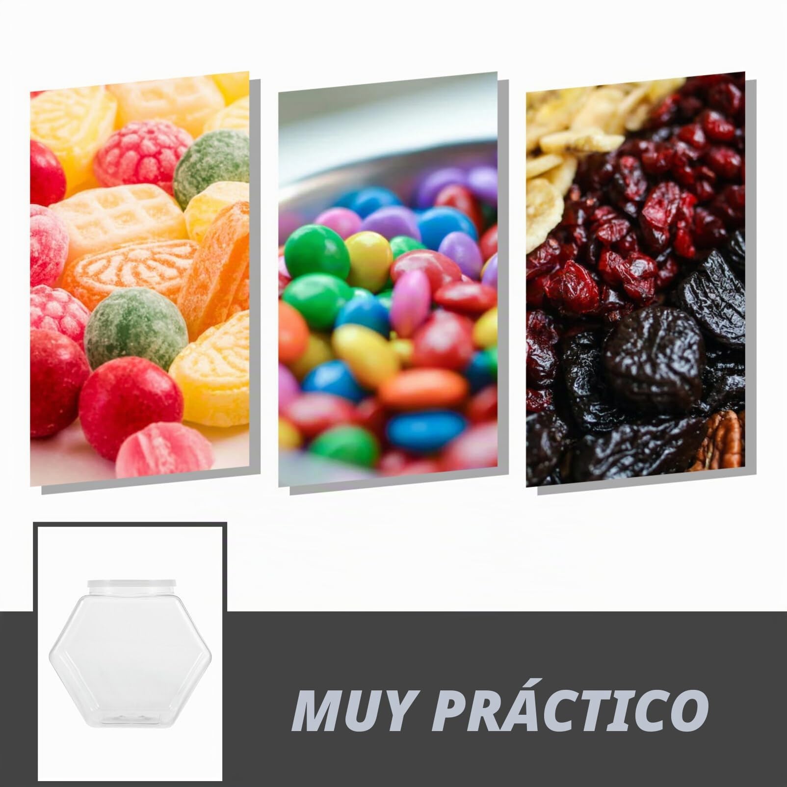 STOBAZA Frascos Hexagonales De Plástico Con Tapas 2 Tarros De Plástico Para Galletas De De 3800 Ml Tarro De Almacenamiento De Dulces De Boca Ancha Transparente Recipiente