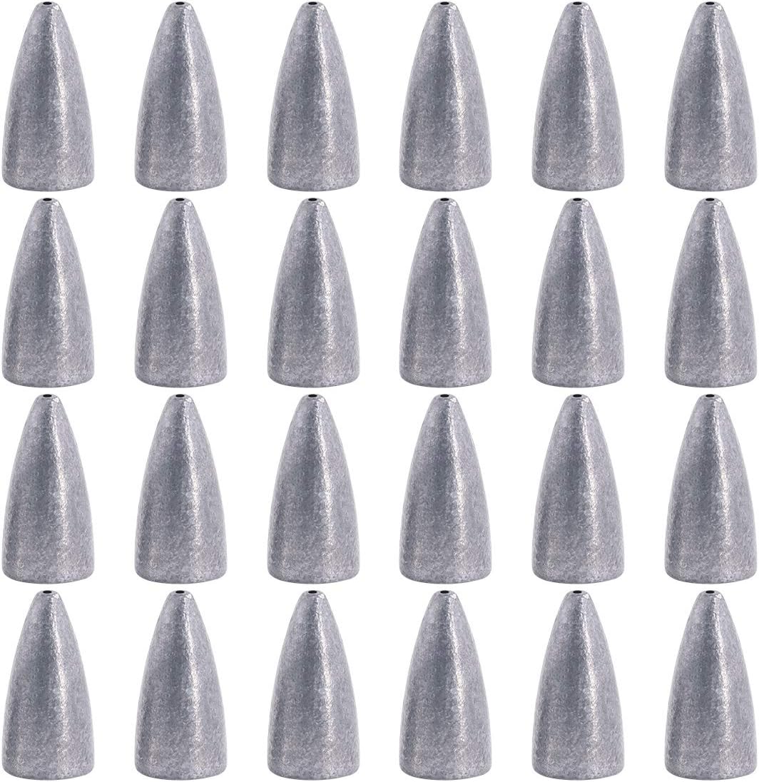 Hilitchi Bullet Weights Sinker Assortment Kit Fishing Weights Sinkers Assorted Set Worm Weights for Bass Fishing Saltwater (5g-30pcs) : Sports & Outdoors