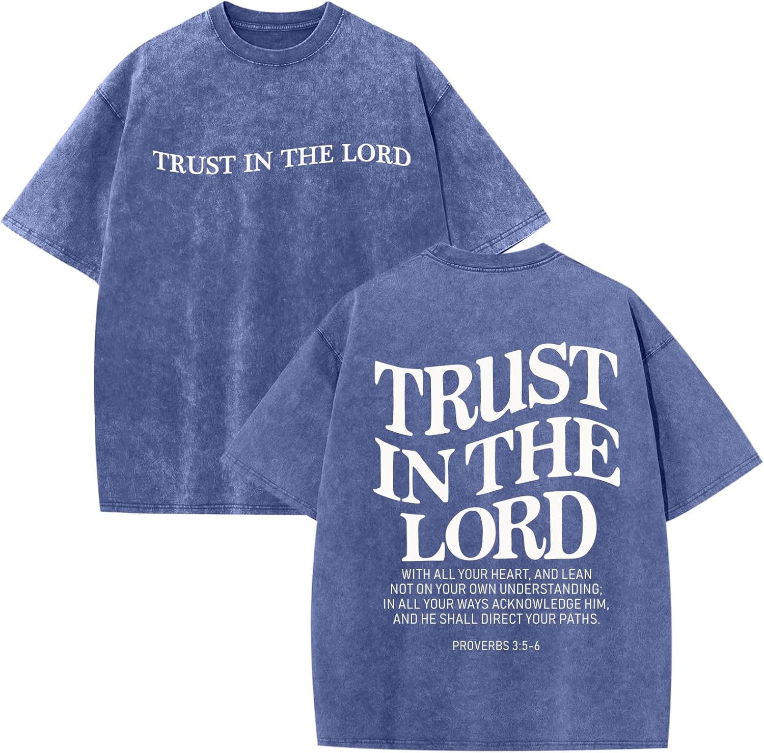 Mens Oversized Christian Shirts God Faith Jesus Religious Tshirts Trust in The Lord Bible Verse Tees Acid Wash Tops