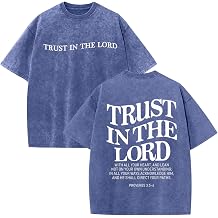 Wrenpies Mens Oversized Christian Shirts God Faith Jesus Religious Tshirts Trust in The Lord Bible Verse Tees Acid Wash Tops