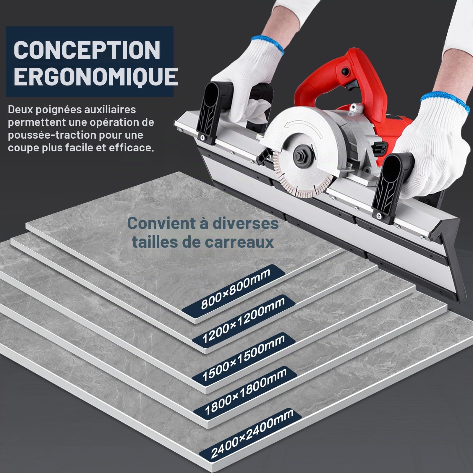 YUCHENGTECH Coupe-Carreaux électrique à 45 Degrés 1200W | Outil Chanfrein de Carrelage Machine à Chanfreiner 45 Degrés pour Couper de Grandes Pierres en Céramique