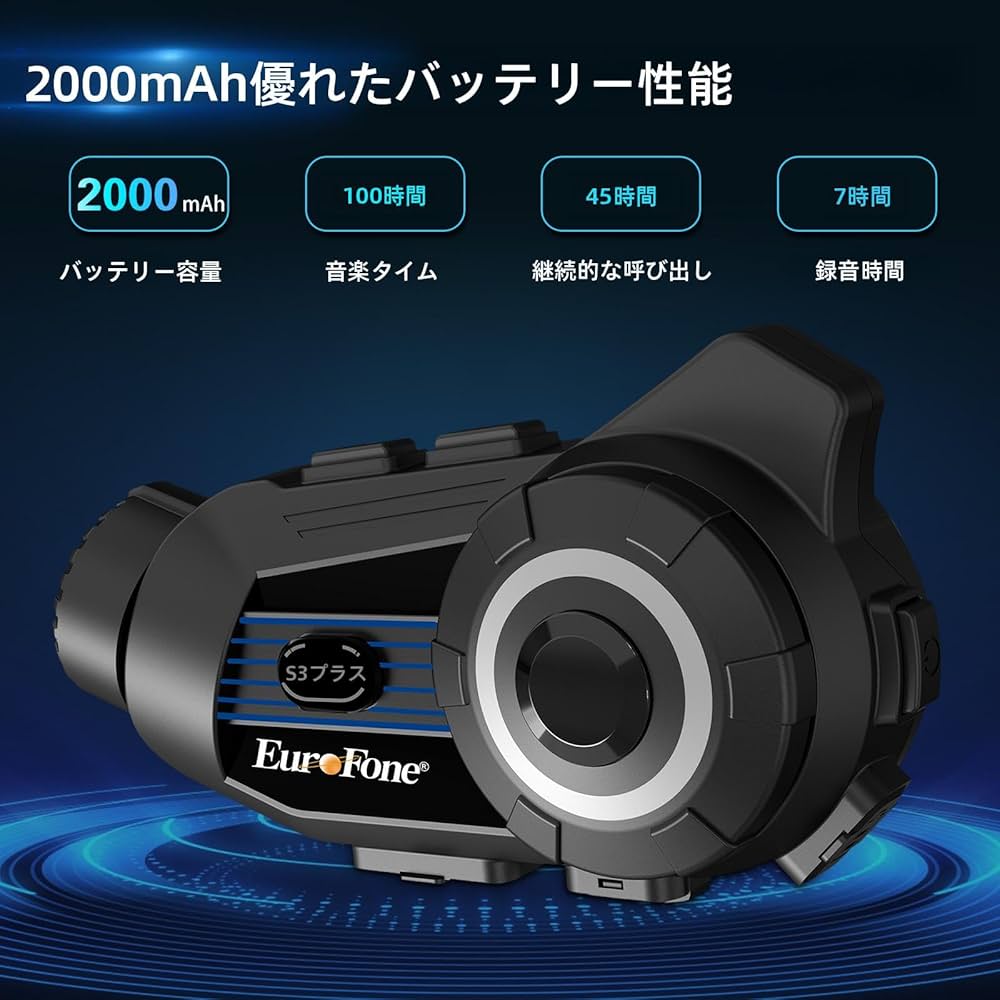 EuroFone バイク インカム カメラ付き S3 Plus 2K HDカメラ EuroFone バイク インカム カメラ付き S3 Plus 2K HDカメラ