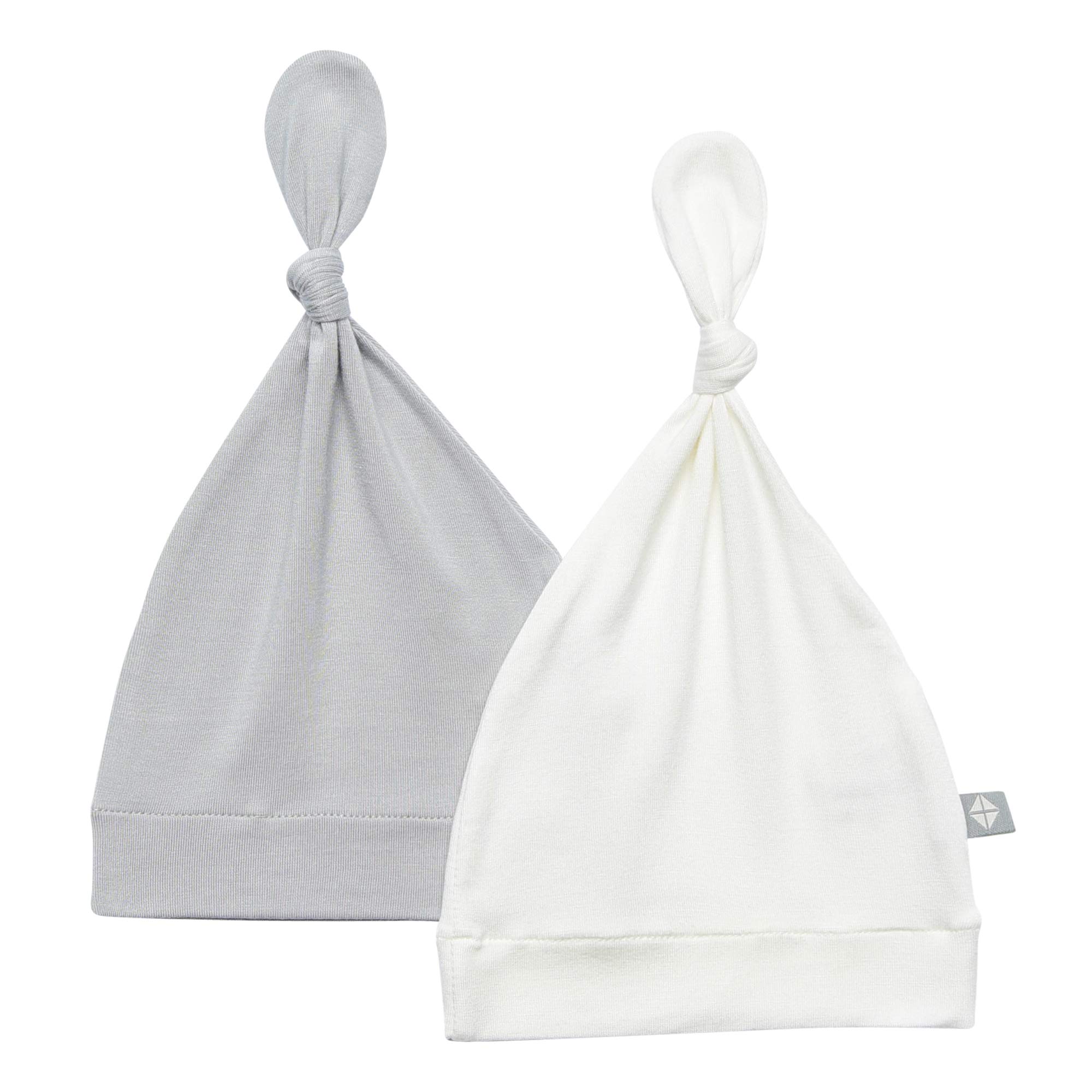 KYTE BABY Rayon Made from Bamboo Baby Beanie Hats Soft Knotted Caps - 2 Pack (0-3 Months, Storm/Cloud)