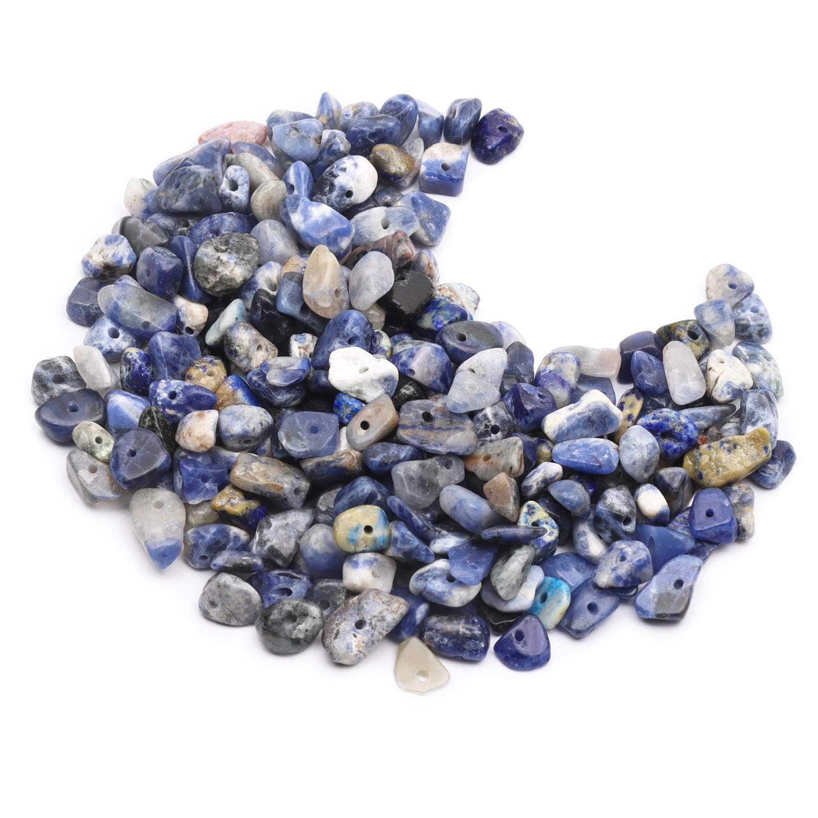 500 Stück Blauer Sodalith Edelstein perlen, edelsteine zum auffädeln,Kristall Steine Perlen, 5-8 mm Natürlichen Gebohrt Edelsteine für Armbänder, Ketten, Ohrringe,DIY Schmuck Machen Crafting