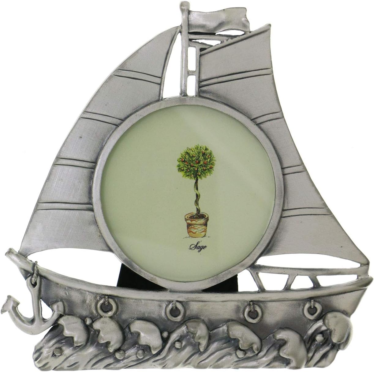 Pewter picture frame shaped as a sailboat PF56