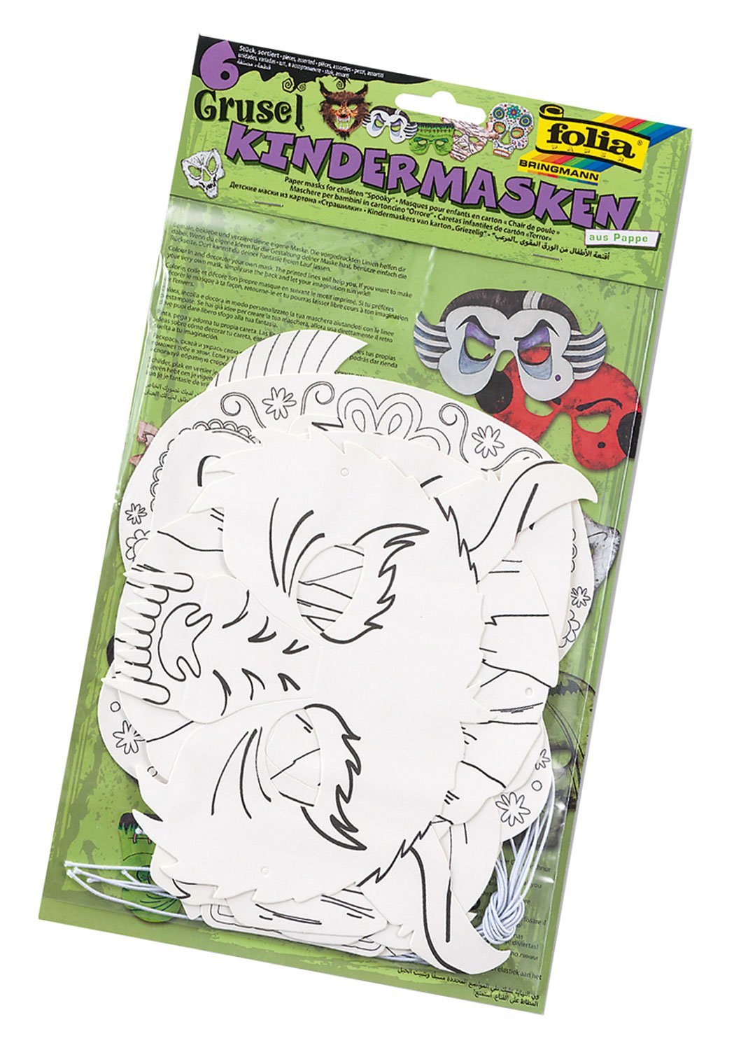 folia Children's Masks Pack of 6 White Cardboard Masks for Children Boys Girls Birthday Parties