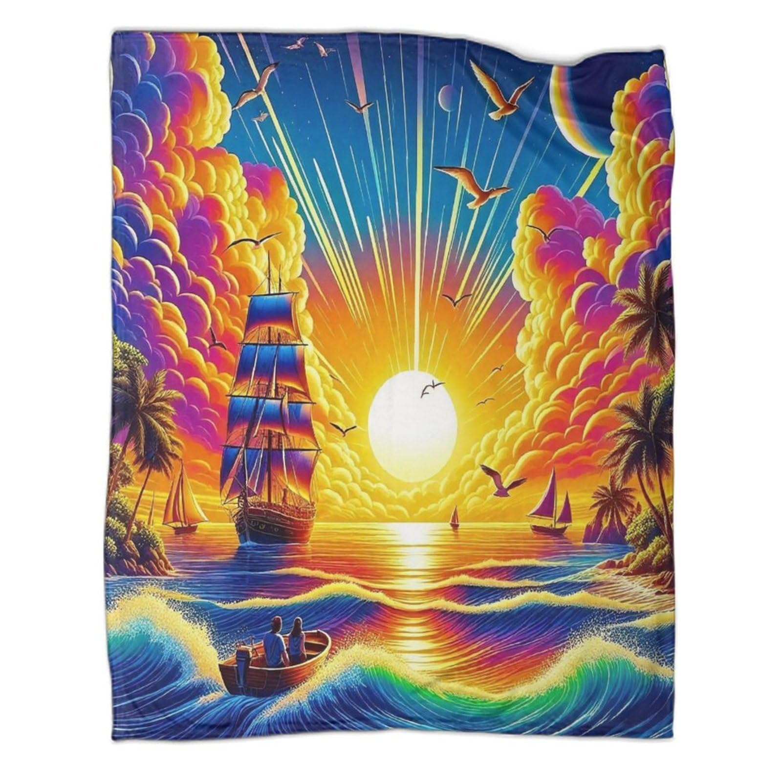 Couverture jetable flanelle grand voilier pour les soirées lecture en famille