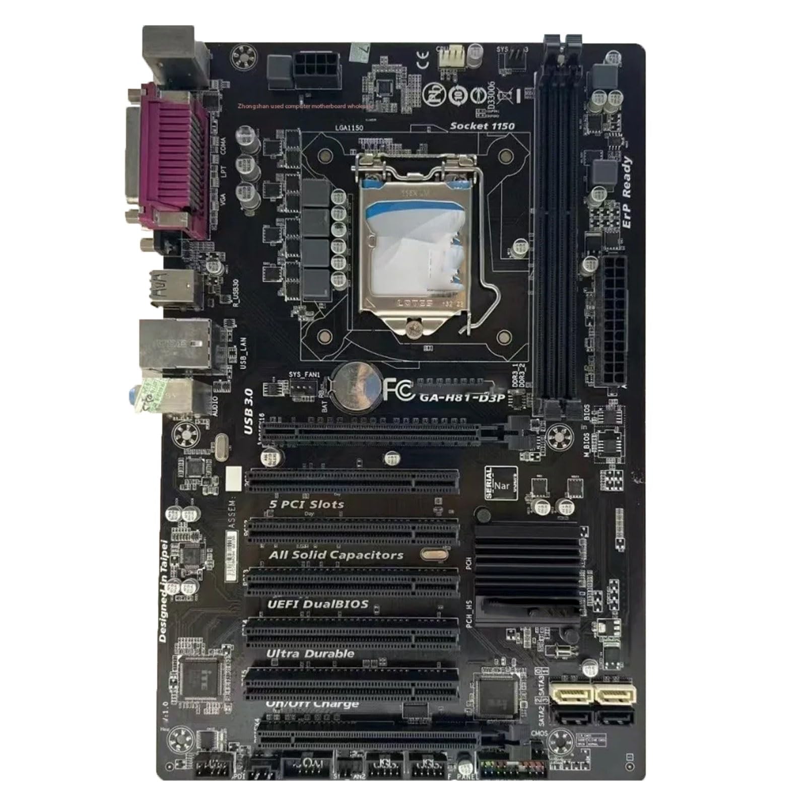 Placa Bases Placa Base Fit For Gigabyte/GA-H81-D3P, Puerto Serie DDR3 de 1150 Pines, Impresora 5 PCI