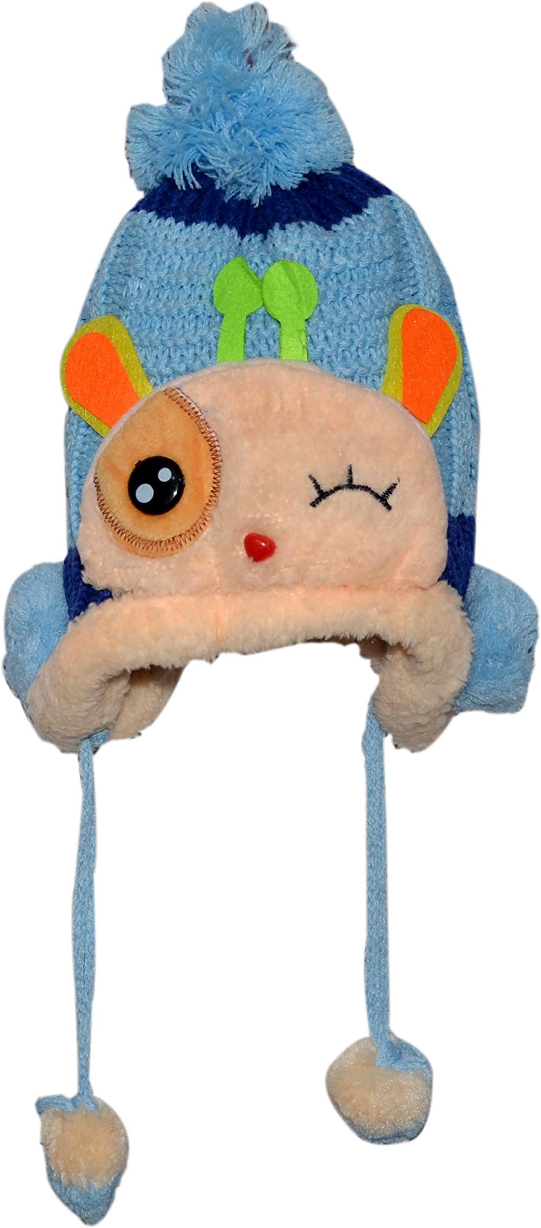 Madhavi Knit Beanie Cap for Baby, Misaky Winter Warm Kids Girl Sky Blue Warm Hat (1-6 Year Pack of 1)