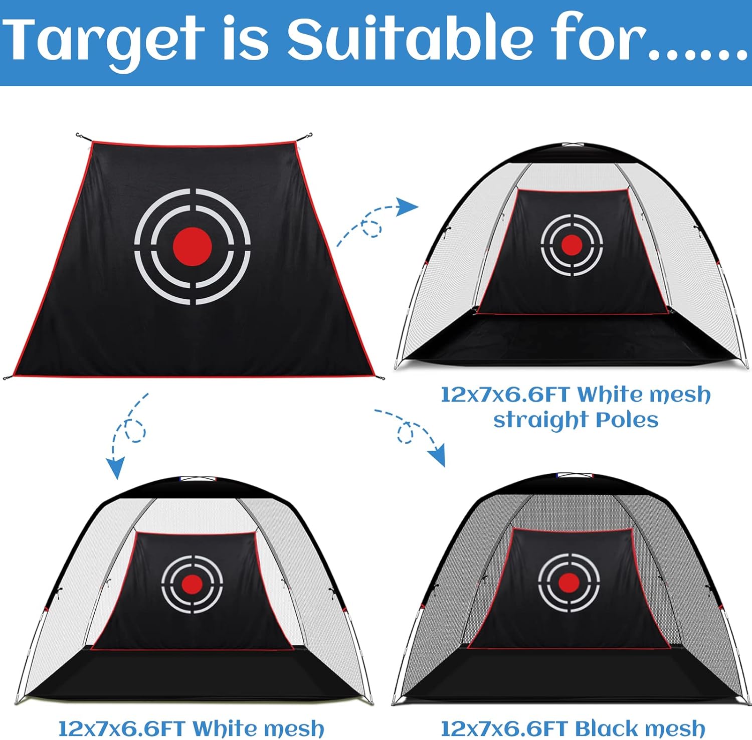 Golf Target Cloth - Heavy Duty Impact Screen for Golf Nets, Indoor/Outdoor Practice Hitting Training Aid with S-Hooks