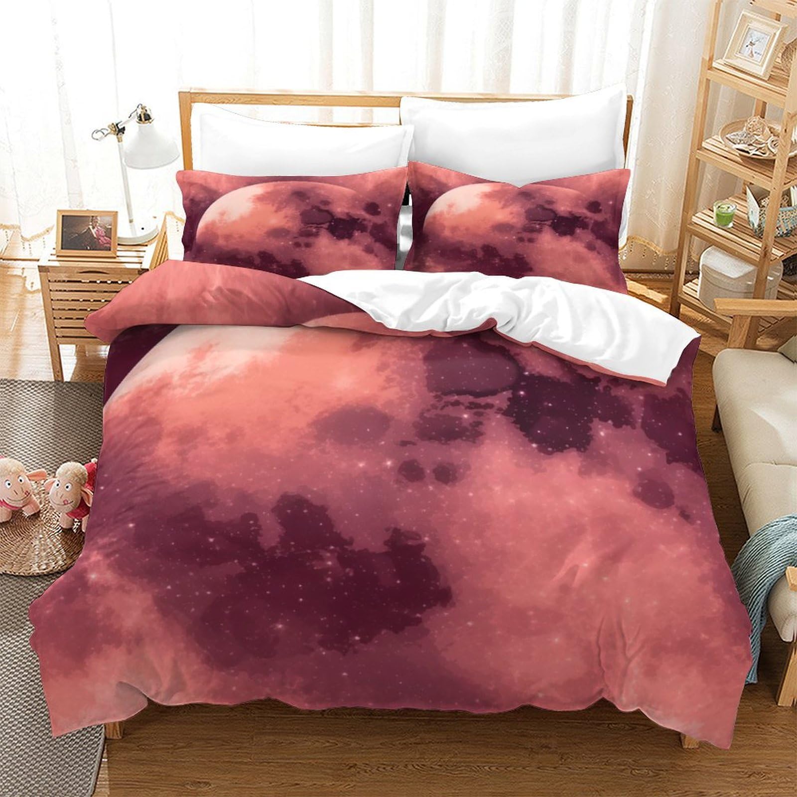 P1S9U7W5Y 3D Printed Nebula Gradient Duvet Cover Set 3pcs Microfiber Galaxy Bedding Set Double