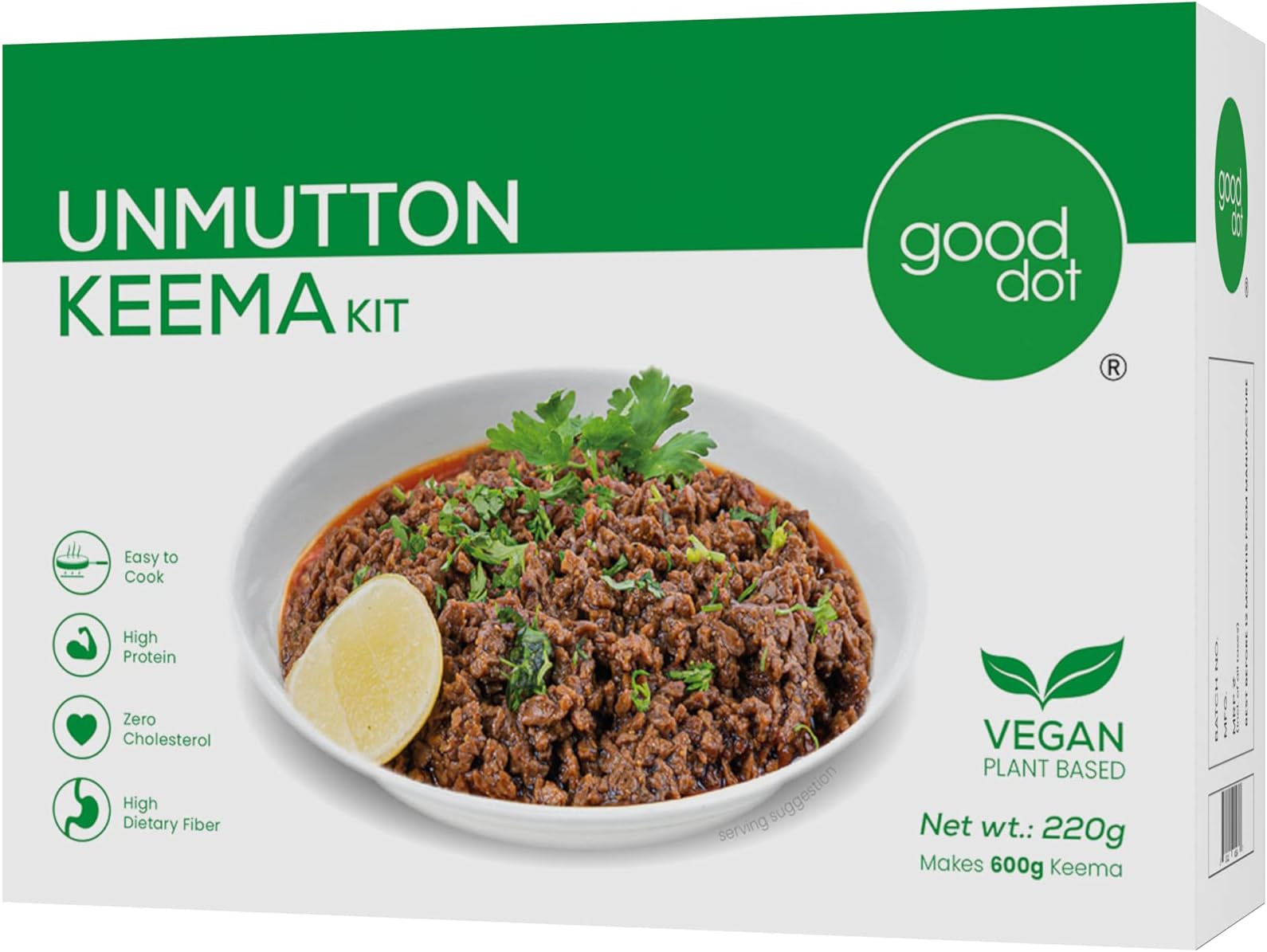 GoodDot UnMutton Keema Kit - Plant Based Meat | with Taste and Texture of Real Keema | Vegetarian & Vegan Friendly- 220g (Makes Approx. 600g Keema)