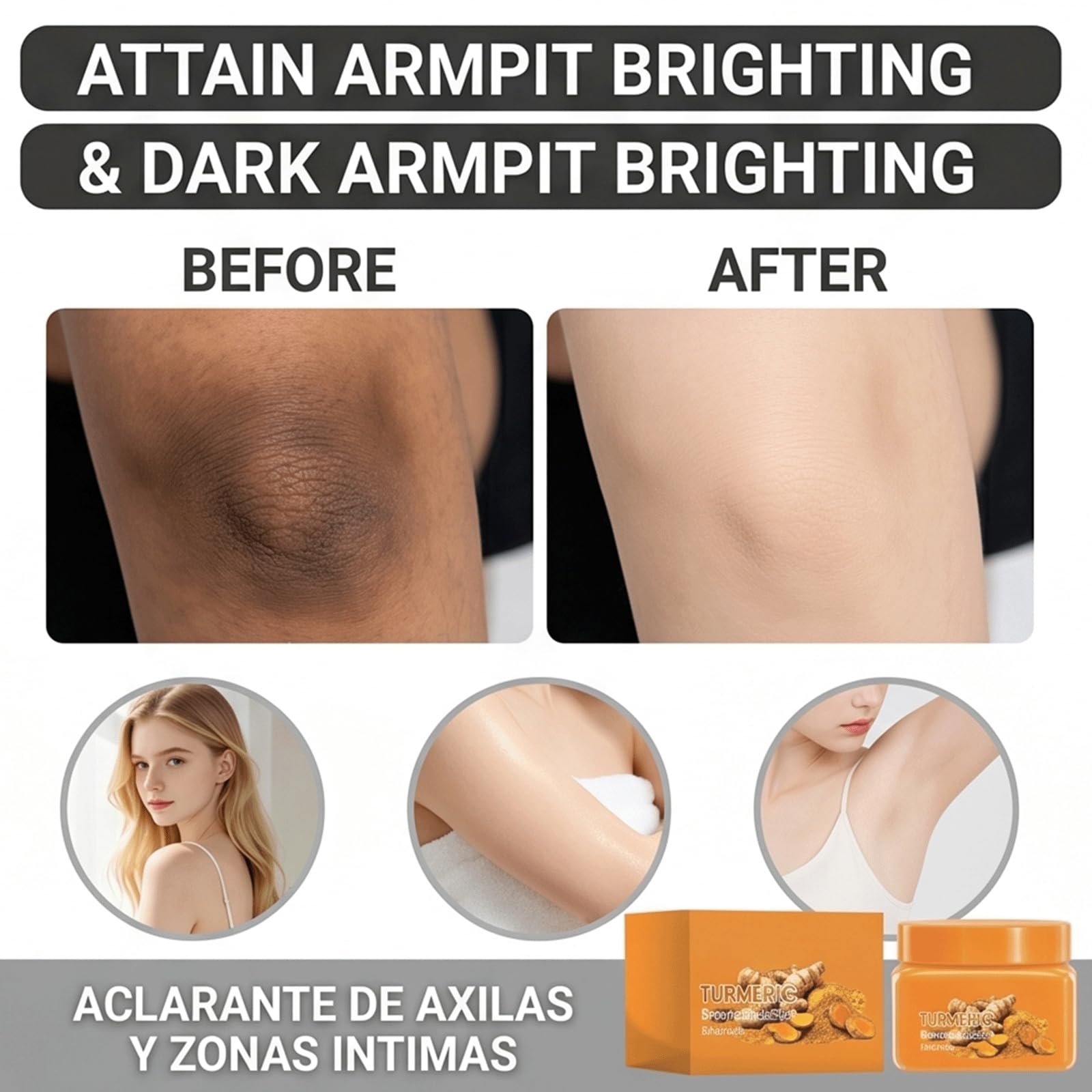 Curcuma e Vitamina C Scrub Corpo-Naturale Illuminante Esfoliante Corpo Peeling, Curcuma Illuminante Bikini Scrub per Dullness & Tono Disueto, Ginocchia Scure, Gomiti, Ascella Sbiancante (5 pezzi)