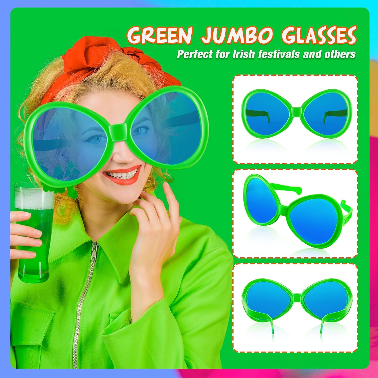 Kingdder 2 Pcs Giant Sunglasses Jumbo Clown Glasses Funny Sunglasses for Adults Photo Props Huge Eyes Glasses Heart Novelty Crazy Plastic for Party Festival Holiday - Image 4