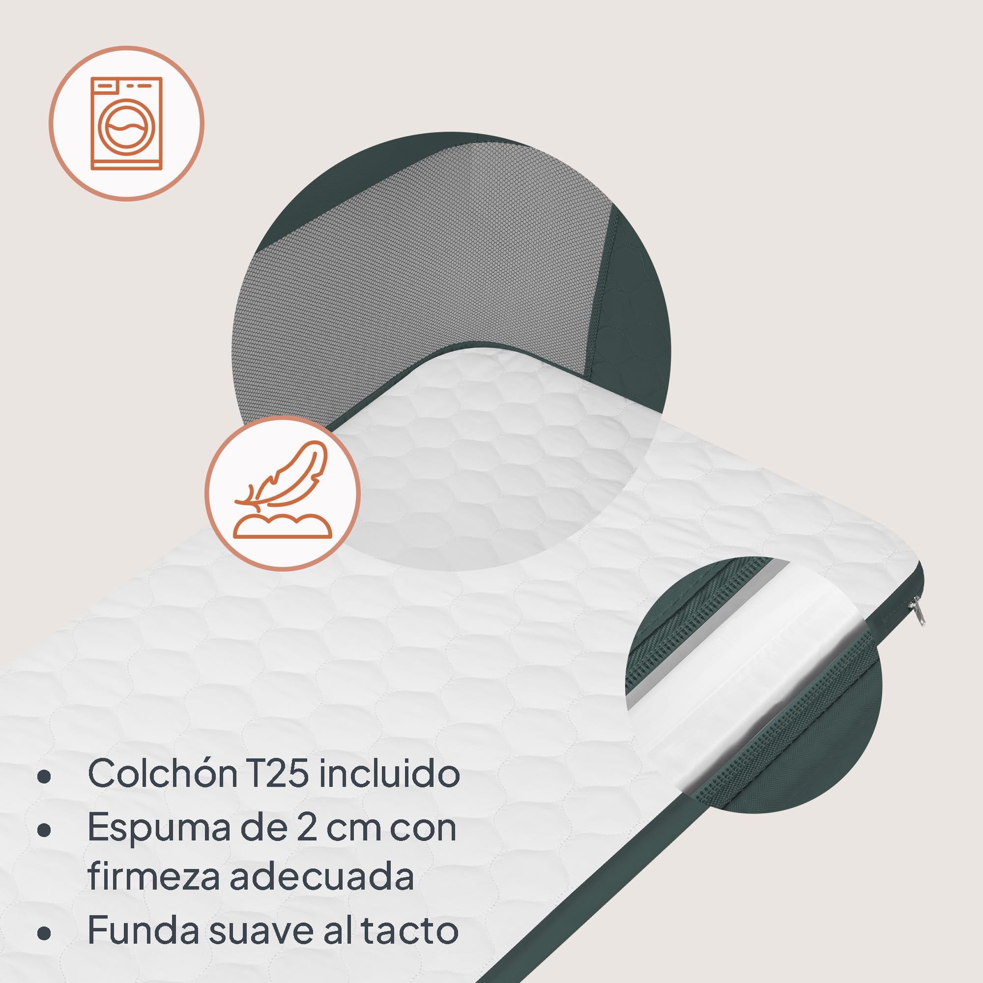 lionelo Jodie Cuna 3 en 1 hasta 9 kg, Cuna de colecho, Cama Mecedora, Ajuste de Altura e inclinación del colchón, 4 Ruedas con Freno, Colchón Ergonómico, Malla Transpirable, Bolsa, Mosquitera
