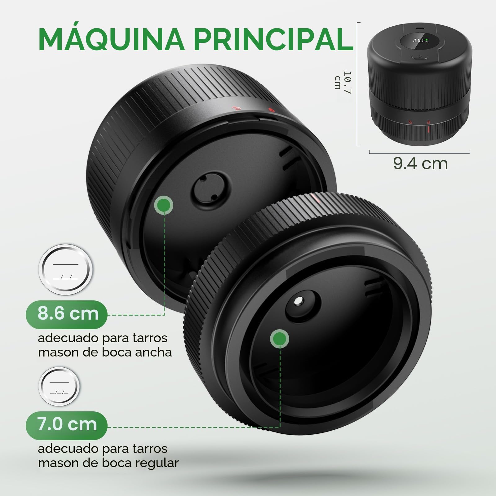 Envasadora al Vacio para Tarros Cristal, Sellador al Vacío Mason Jar, Mason Jar Vacuum Sealer, Kit de Sellado al Vacío para Tarros Mason para Conservación y Fermentación de Alimentos