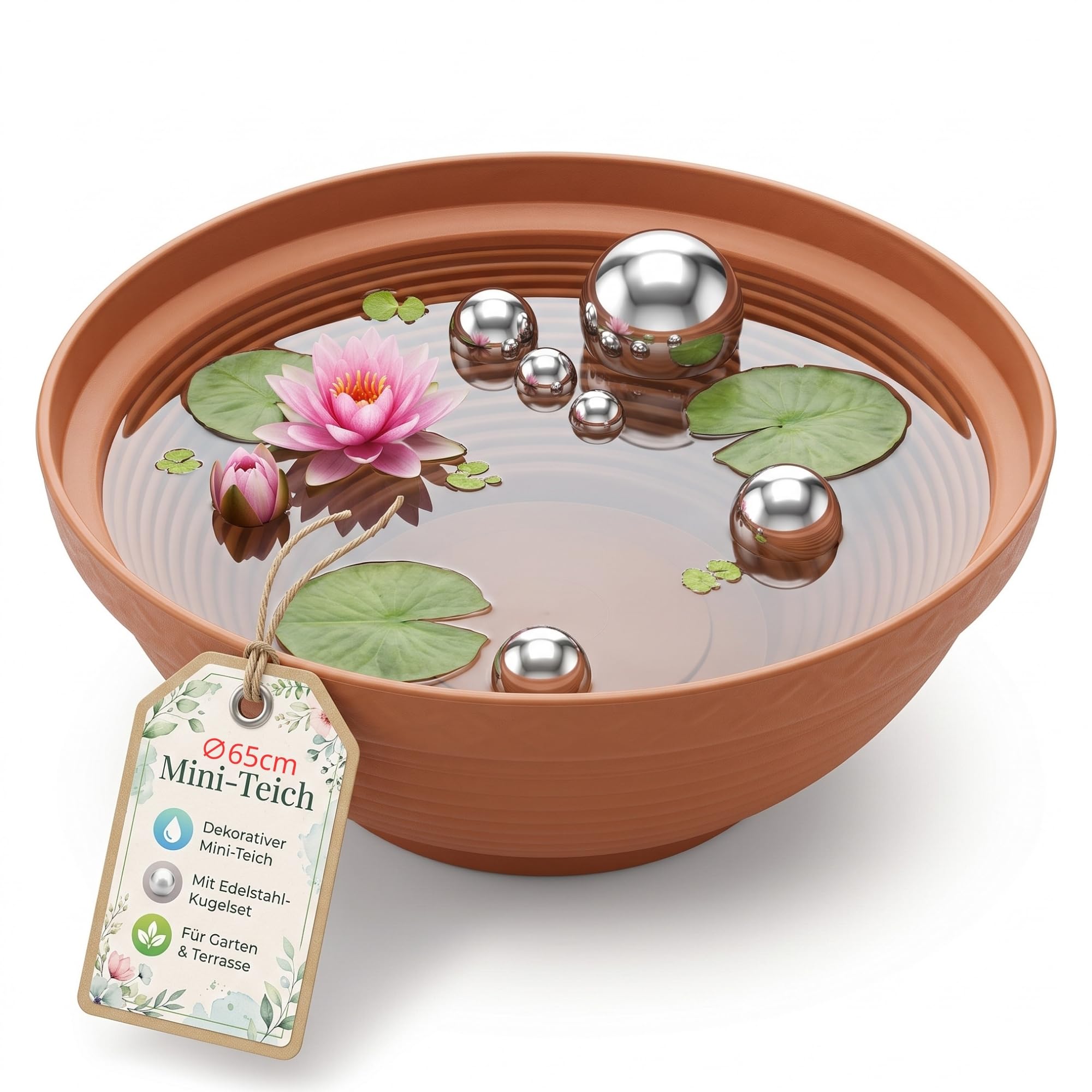 Mini fontaine XXL avec bol et boules de bassin intérieur et extérieur - 65 cm de diamètre