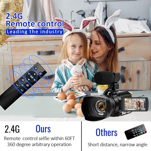 Miniatura 3 de Videocámara de video 4K kit de videocámara paquete de cámara HD de YouTube de 48 MP 60 FPS WiFi enfoque automático de 3 pulgadas zoom digital 30X
