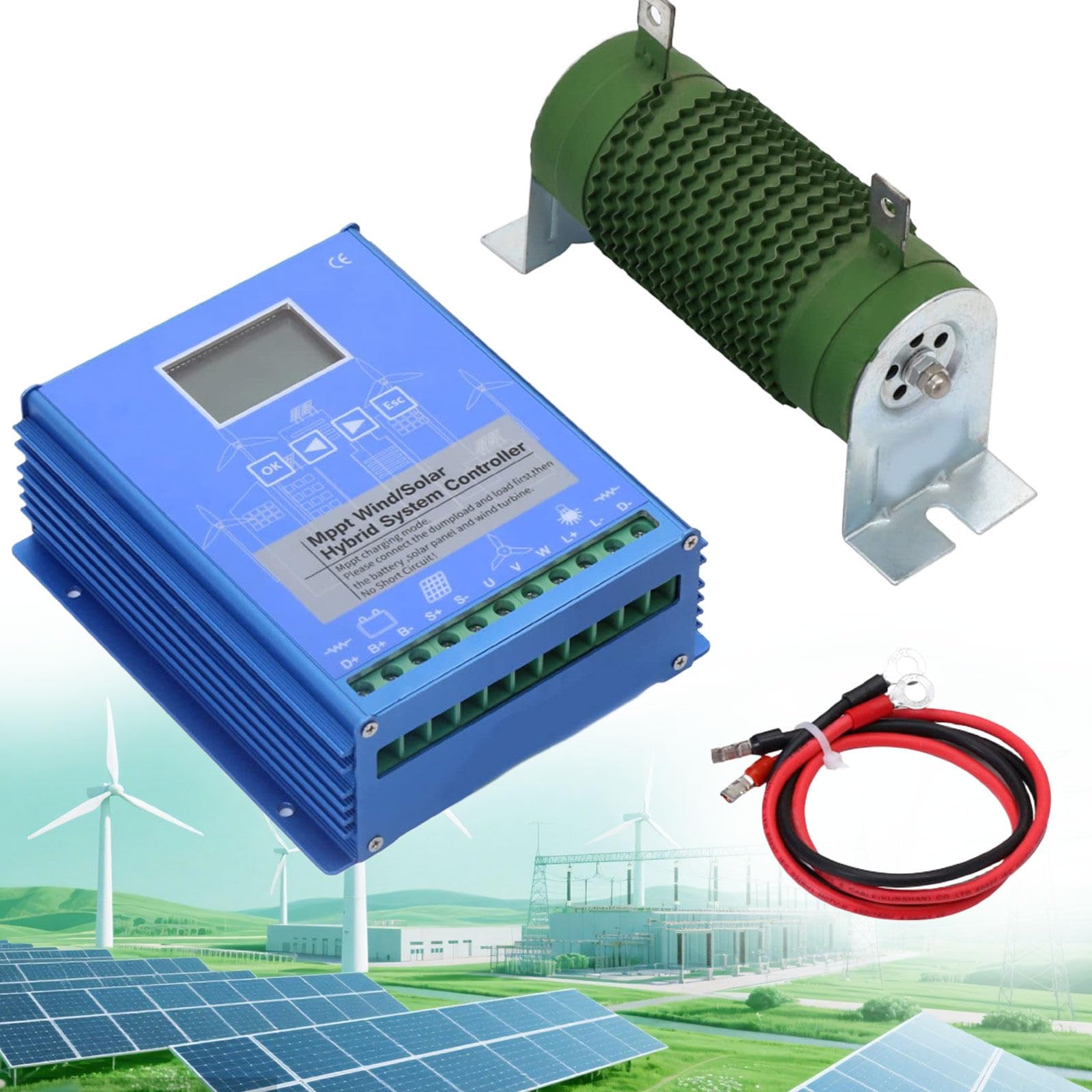 10000W vindladdningsregulator för off-grid vindkraftssystem, solenergihybrid laddningsregulator, digital intelligent regulator med LCD-display 48V