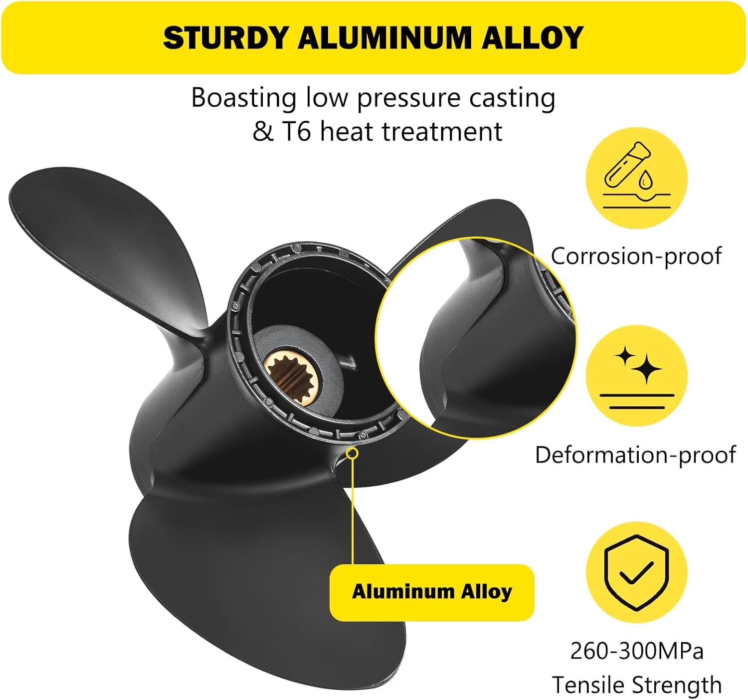 YOUNG PROPS 11 3/4 x 17 Replace OEM#176422 Aluminum Outboard Boat Propeller for BRP,Johnson,Evinrude OMC SternDrive 40-50HP 13 Spline Tooth 11.75dia x 17 Pitch Boat Propeller RH