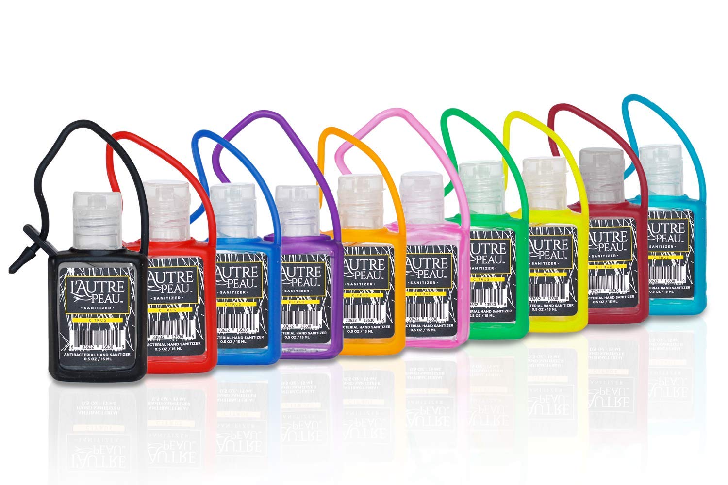 L'AUTRE PEAU Advanced Hand Sanitizer Gel with Aloe Vera, Citrus Scented 0.5 Fl Oz Jelly Wrap Travel Size Multi Pack – Flip Cap Bottles (10pc)