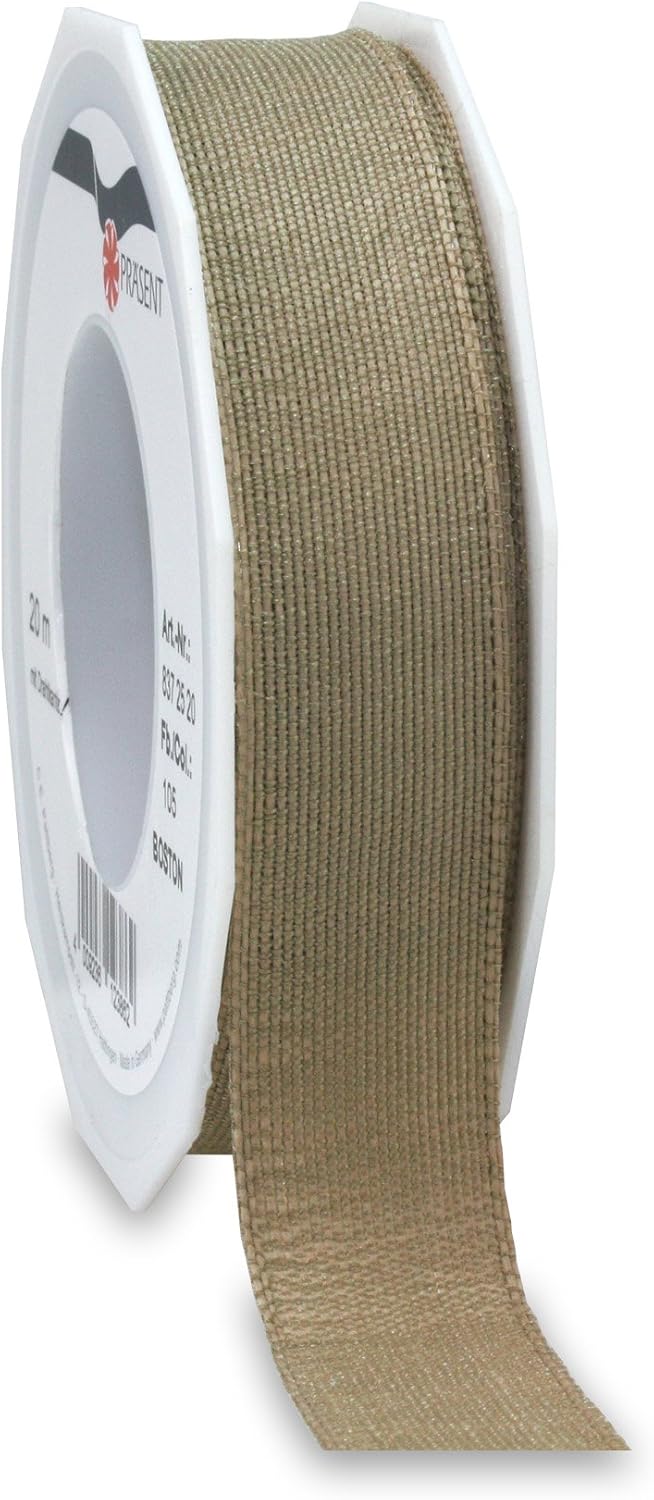 Präsent Natural Look Ribbon, 25mm-20m, Brown