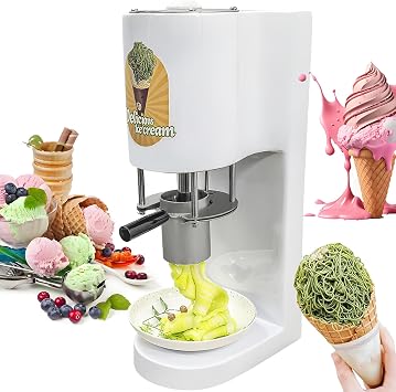 Commercial Spaghetti Ice Cream Press, 80W Electric Ice Cream Press Machine, Stainless Steel, Gelato Machine with 4 Shape Molds, Ice Cream Noodle Maker, for Gelato & Dessert Shops & Snack Bar 110V