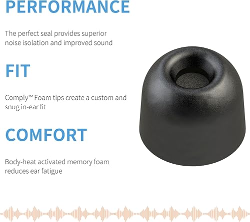 Miniatura 3 de Comply TWR-200-B  Puntas de repuesto de espuma viscoelástica para Bang & Olufsen EX, Beats Solo Buds, Devialet Gemini y más  Máxima comodidad,
