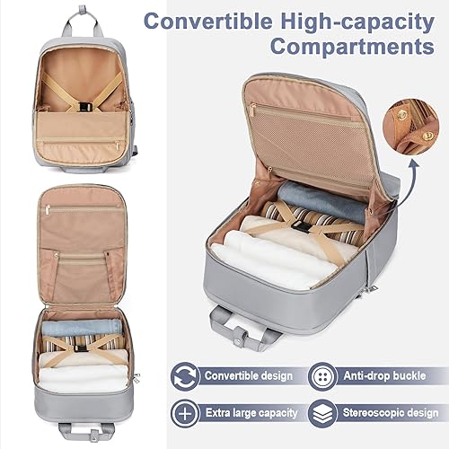 Miniatura 5 de Mochila de viaje para laptop para mujeres, profesores, mochila de trabajo, bolsas de mano para aviones, mochila grande impermeable, A-plata gris,