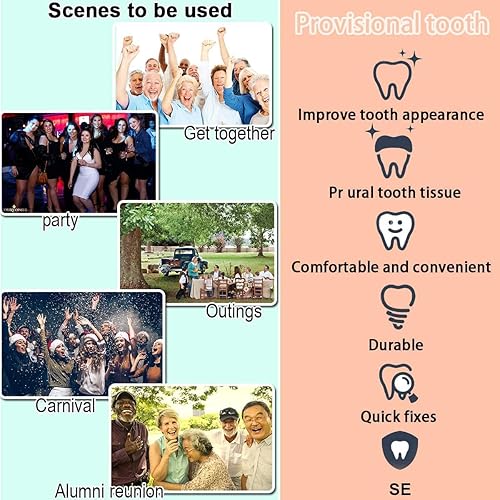 Miniatura 5 de Kit de reparación de dientes provisionales, kit de reemplazo provisional de dientes falsos para la restauración provisional de dentaduras postizas