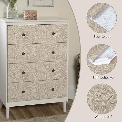 Miniatura 2 de Heroad Papel tapiz autoadhesivo de color marrón bohemio de 17.3 x 78.7 pulgadas, papel de pared a rayas, moderno, extraíble, autoadhesivo, para