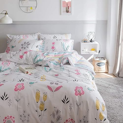 Vista 46 de Linda funda de edredón de fresa, tamaño individual XL, suave, 100% algodón, juego de ropa de cama de fresa rosa, ligero, funda de edredón para niños