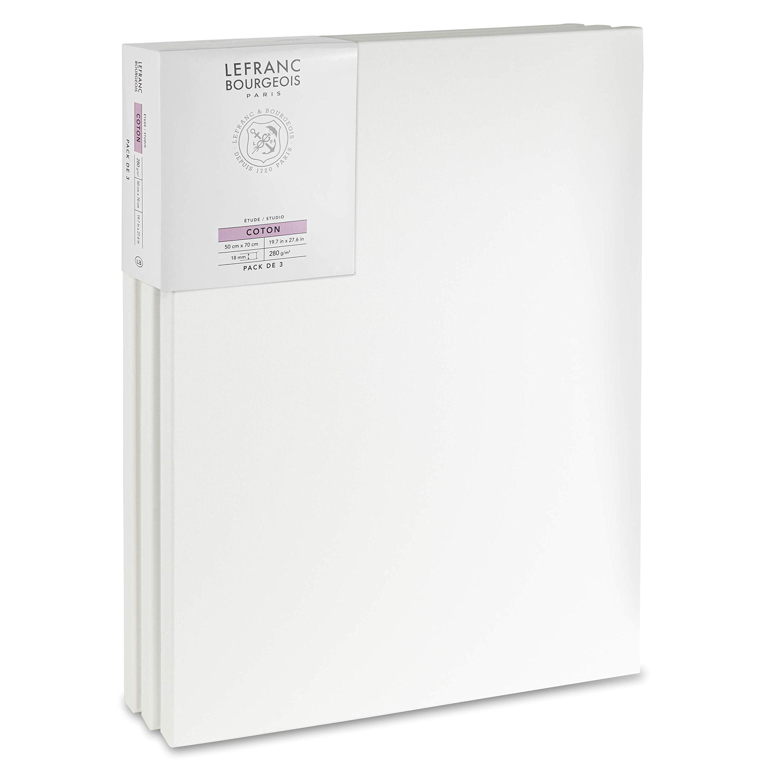Lefranc Bourgeois 301355 stabilne blejtramy z drewna świerkowego, białe zagruntowane płótno do farb akrylowych i olejnych, 100% bawełna, 50 x 70 cm