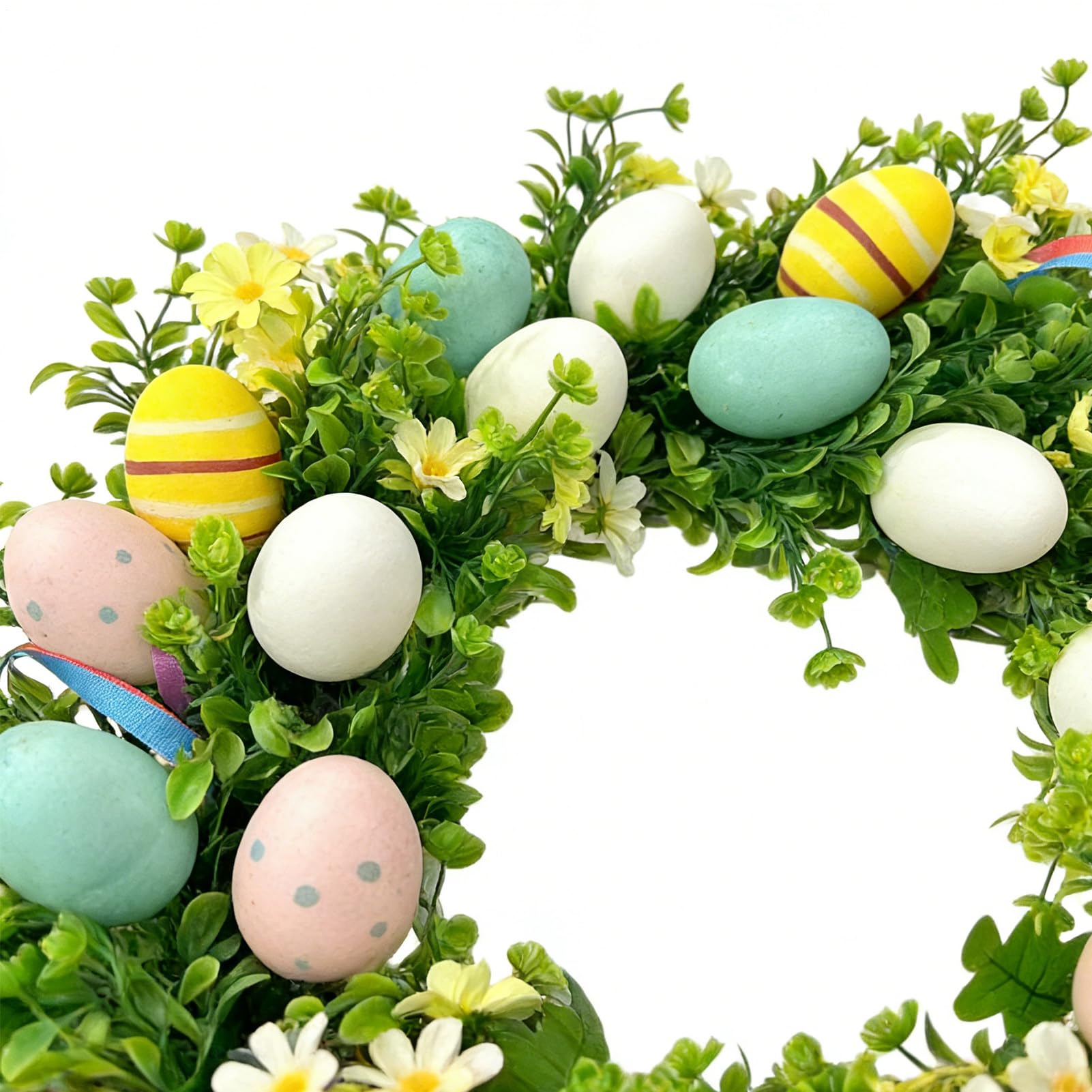 Frühlingskranz - Ostereier Laub Dekoration | 50 cm Türkranz für Frühling | Für Wand Tür Fenster Eingang Wohnzimmer Und Außen