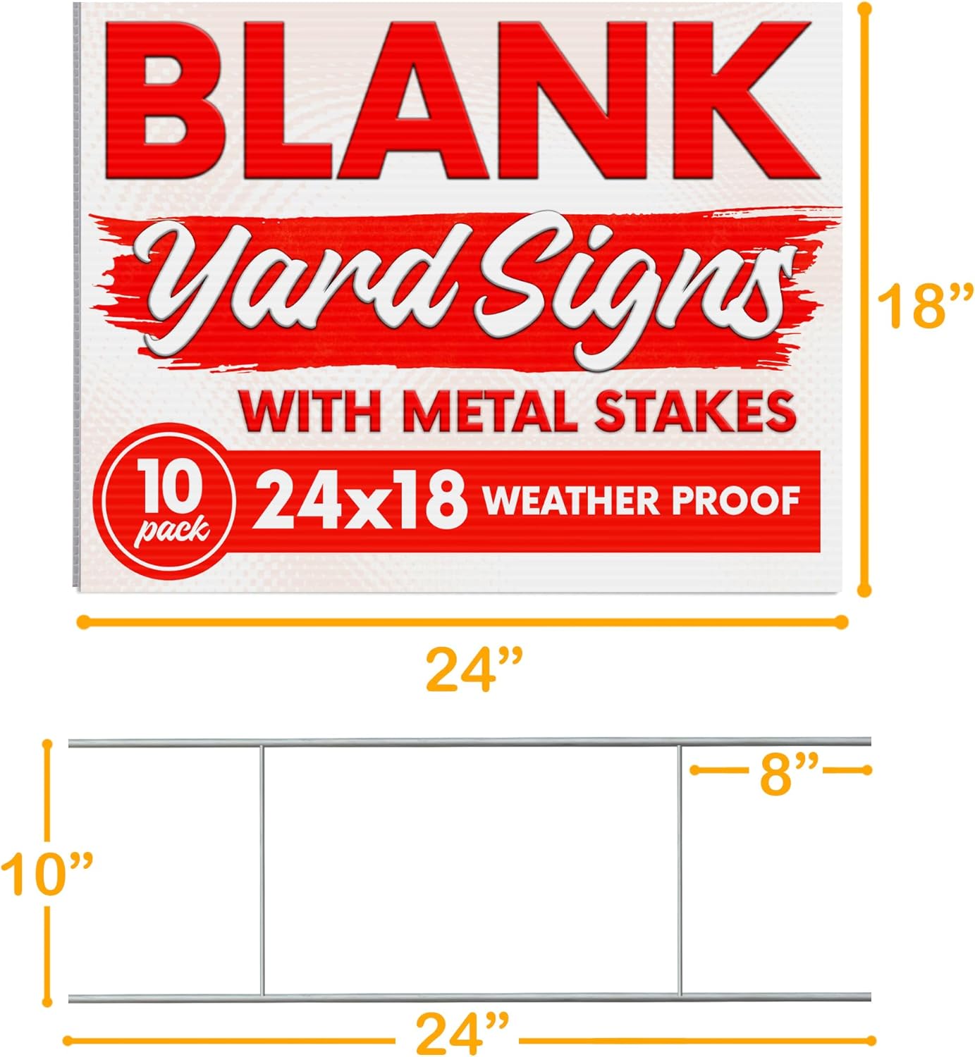 24x18" Double Sided Custom Yard Sign with Metal Stakes, Personalized Full Color Corrugated Yard Sign for Outdoors, Front and Back Custom Printed Personalized Lawn Signs, 10-Pack (Design 10)