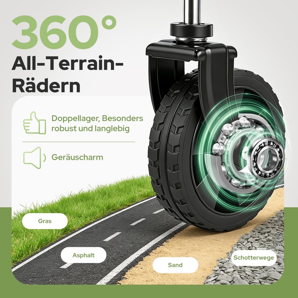SLIDBEAT Bollerwagen Faltbar 120L 100KG, Abnehmbarer Stoffbeutel Faltbarer Bollerwagen All Terrain Räder Verstellbarem Griff, Klappbollerwagen mit Getränkehalter Für Camping Outdoor Garten Shopping